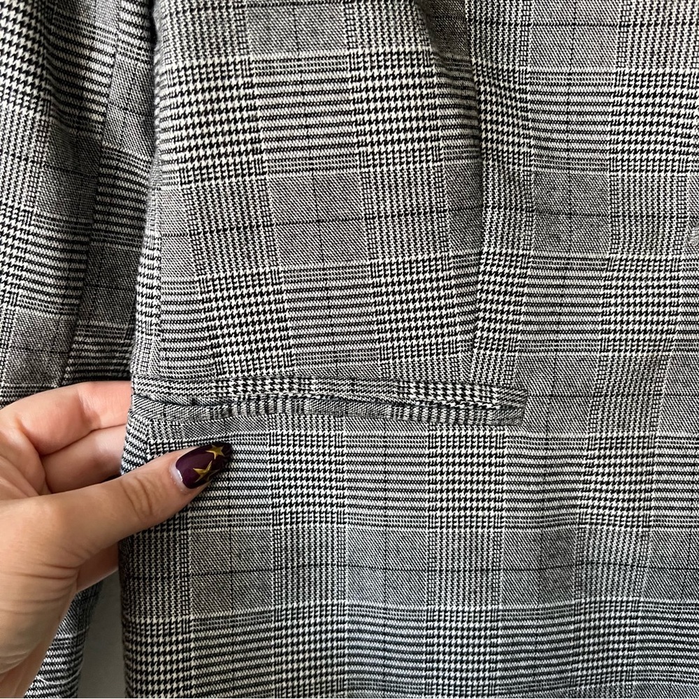 ZARA Tailored Plaid Professional Blazer Jacket Size 2 Grey - Picture 6 of 8